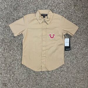 True religion kids khaki button up shirt